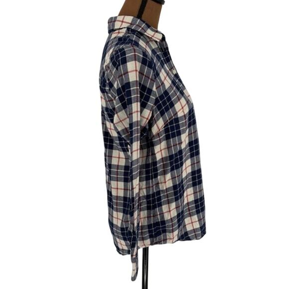 J. Crew Plaid Fitted Flannel Shirt in Blue and Red – Size Small - Picture 4 of 8